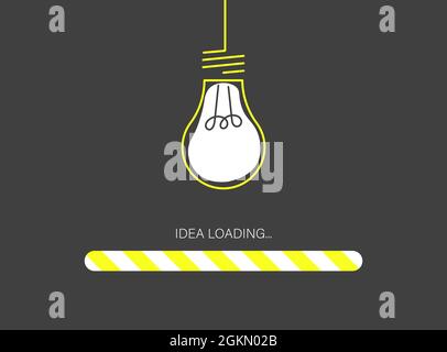 Loading new idea concepts with light bulb in yellow color Stock Vector