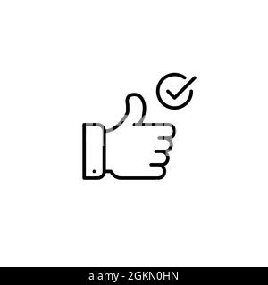 Approved quality sign thumbs up icon. Pixel perfect editable stroke Stock Vector