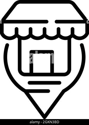 Shop location icon outline vector. Store place. Market pin Stock Vector