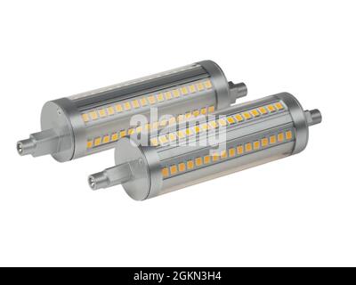 Linear R7S LED bulb, dimmable, isolated on white. Stock Photo