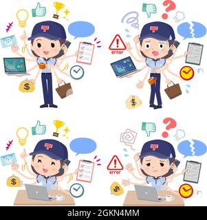A set of  postwomen who perform multitasking in the office.It's vector art so easy to edit. Stock Vector