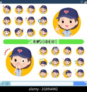 A set of  postwomen with expresses various emotions In icon format.It's vector art so easy to edit. Stock Vector