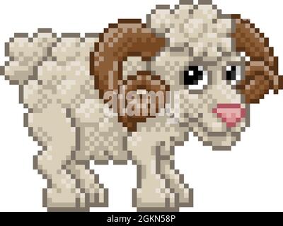 Ram Sheep Goat Pixel Art Animal Video Game Cartoon Stock Vector