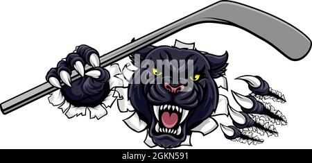 Panther Ice Hockey Player Animal Sports Mascot Stock Vector
