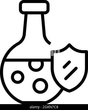Shield flask icon outline vector. Safety formula. Chemical bottle color ...