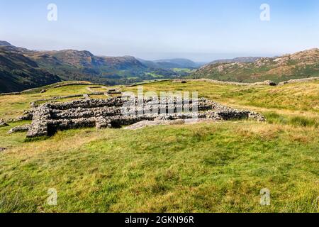 A second century Roman Fort on Hardknott Pass in Cumbria. Stock Photo