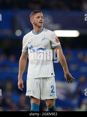 London, England, 14th September 2021. Dmitri Chistyakov of Zenit during the UEFA Champions League match at Stamford Bridge, London. Picture credit should read: David Klein / Sportimage Stock Photo