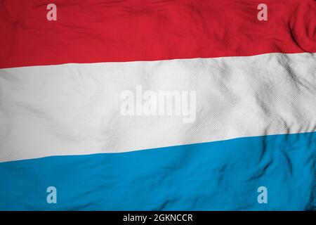 Full frame close-up on a waving Flag of Luxembourg in 3D rendering. Stock Photo