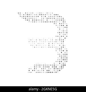 Pixel art letter B in halftone. pixel letter illustration isolated on white background. Stock Vector