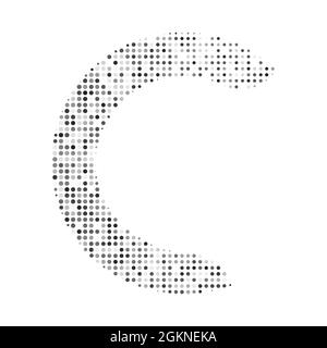 Triangle letter C in halftone. Letter illustration isolated on white background. Stock Vector