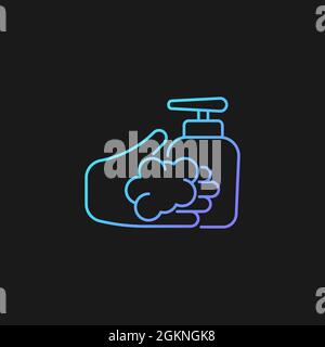 Washing with liquid soap gradient vector icon for dark theme Stock Vector
