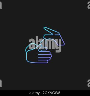 Wetting hands with water gradient vector icon for dark theme Stock Vector