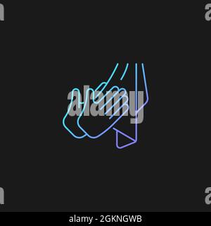 Dry hands with towel gradient vector icon for dark theme Stock Vector