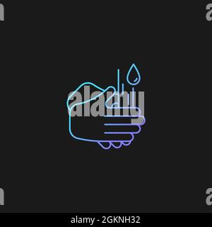 Rub palms together gradient vector icon for dark theme Stock Vector