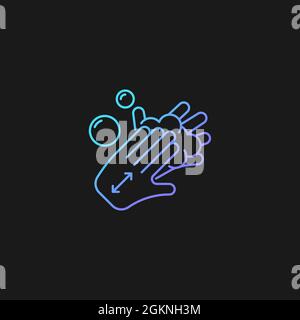 Lathering back of hands gradient vector icon for dark theme Stock Vector