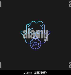 Scrub hands for twenty seconds gradient vector icon for dark theme Stock Vector