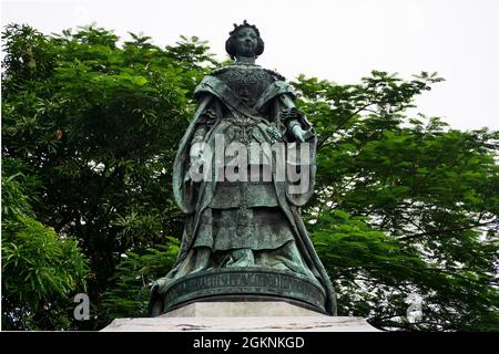 Manila, National Capital Region, Philippines. 17th Aug, 2021. The statue of Queen Isabella II of Spain stands outside the walls of Intramuros. A sculpture created by Ponciano Ponzano. This creation first erected in Arroceros, 1860. Dismantled several time from Arroceros until it stayed here in its current location in Manila, 1975. (Credit Image: © George Buid/ZUMA Press Wire) Stock Photo