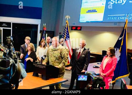 U.S. Army Maj. Gen. Van McCarty, the adjutant general for South Carolina, joined Governor Henry McMaster at a press conference announcing the end of the State of Emergency order for the COVID-19 response effort in South Carolina, June 7, 2021.