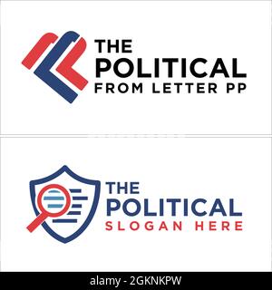 Shield Political document search icon logo design Stock Vector