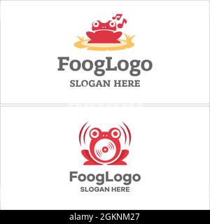 Animal musical frog red icon logo design Stock Vector