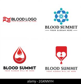 Medical clinic blood donors people community logo design Stock Vector