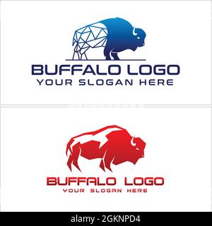 Buffalo polygonal linear vector logo design Stock Vector