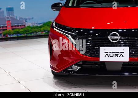 Yokohama, Japan. 15th Sep, 2021. Nissan Note Aura on display inside Nissan Headquarters' Gallery in Yokohama. Credit: SOPA Images Limited/Alamy Live News Stock Photo