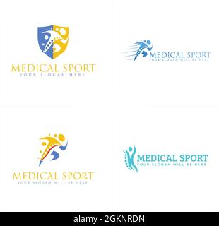 Medical sport sprint people health logo design Stock Vector