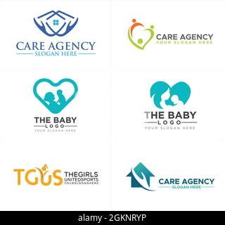 Care agency non profit family foundation logo design Stock Vector