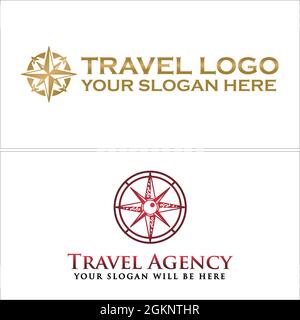 Travel hotel agency compass logo design Stock Vector