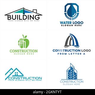 Construction building plumbing service apartment logo design Stock Vector