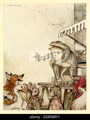 FAIRY STORIES - QUACK FROG. Illustration by Arthur Rackham of the story ...