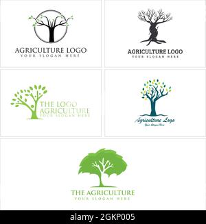 Agriculture community nonprofit foundation tree people logo design Stock Vector