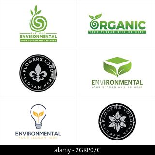 Environment leaf plant organic ecology logo design Stock Vector