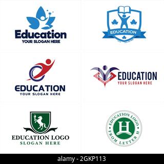 Education school people book shield logo design Stock Vector