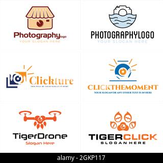 Photography camera drone logo design Stock Vector