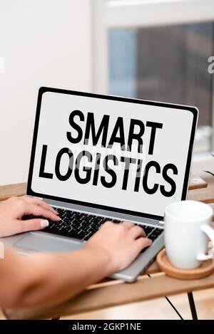 Inspiration showing sign Smart Logistics. Concept meaning integration of intelligent technology in logistics system Online Jobs And Working Remotely Stock Photo