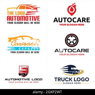 Automotive car wash truck delivery logo design Stock Vector