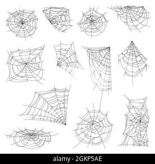 Half Spider Web Pattern Set of half spider web isolated on white background. Halloween ...