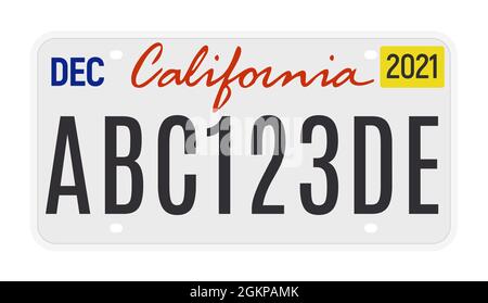 California license vector plate sign. American metal road California license plate symbol template Stock Vector