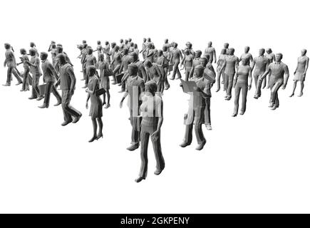 Polygonal people are walking, standing in different poses. Isometric view. 3D. Vector illustration. Stock Vector