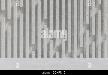 Abstract empty room concrete wall background grunge texture style.,3d model and illustration. Stock Photo