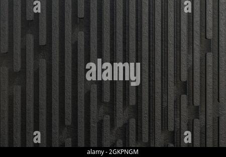 Abstract Black rock battens background grunge texture style.,3d model and illustration. Stock Photo