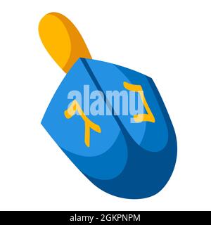 Happy Hanukkah illustration of dreidel. Icon in cartoon style. Stock Vector