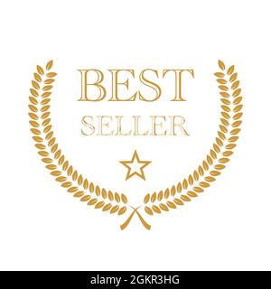 Best seller icon design with laurel, best seller badge logo isolated -  stock vector Stock Vector