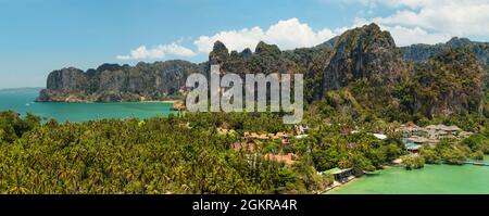 Railay Peninsula with West Rai Leh Beach and East Rai Leh Beach, Krabi, Thailand, Southeast Asia, Asia Stock Photo