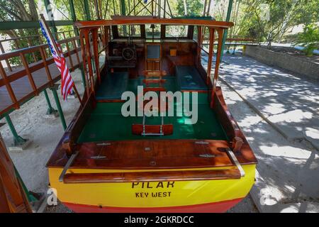 Ernest Hemingway's boat Pilar at his home, Fica Vigia, San Francisco de Paula, Havana, Cuba, West Indies, Central America Stock Photo