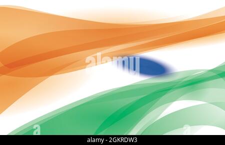 Banner of Indian flag made with abstract waves and blue button. Stock Vector