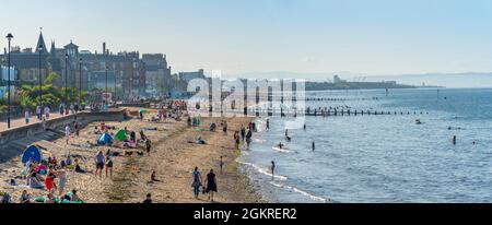 View of Portobello Beach from Portobello Promenade View, Portobello, Edinburgh, Scotland, United Kingdom, Europe Stock Photo