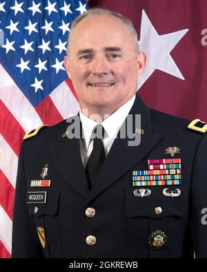 Official photograph of Brig. Gen. Anthony McQueen, Commanding General of the U.S. Army Medical Research and Development Command and Fort Detrick, Maryland. (Photo Credit: USAMRDC Public Affairs) Stock Photo